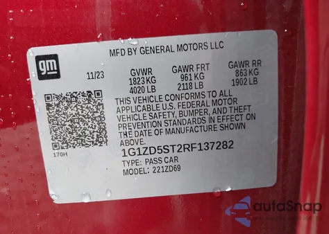 2024 Chevrolet Malibu Fwd 1Lt from USA, damaged, VIN 1G1ZD5ST2RF137282